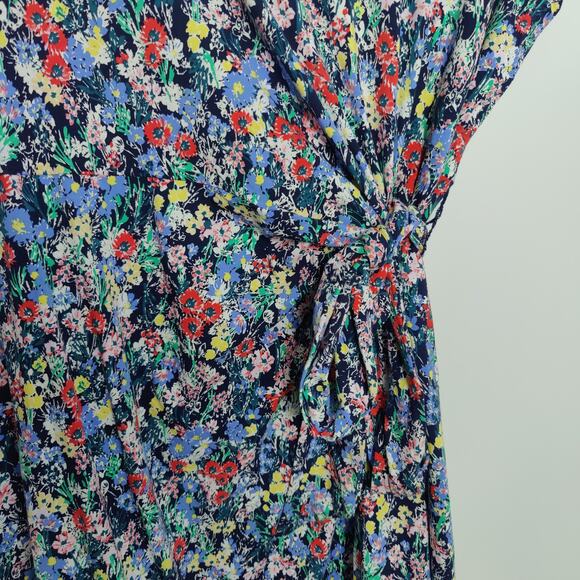 Lands End Women's Plus Sz 3X (24W-26W) Ditsy Floral A Line Tie-Waist Dress - Picture 3 of 5